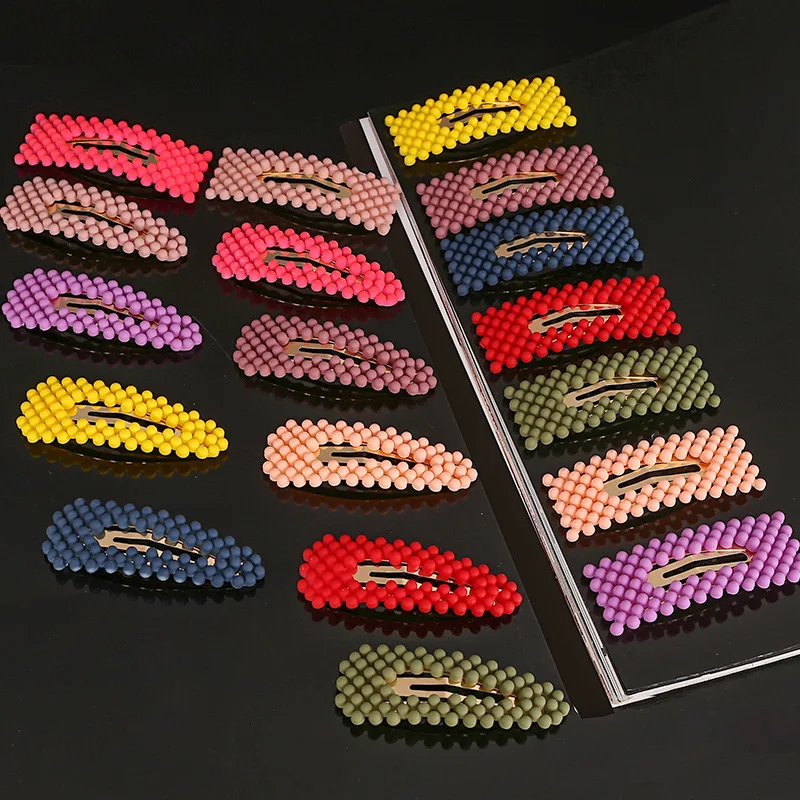 Модная неоновая заколка для волос с жемчугом женская элегантная заколка-пряжка