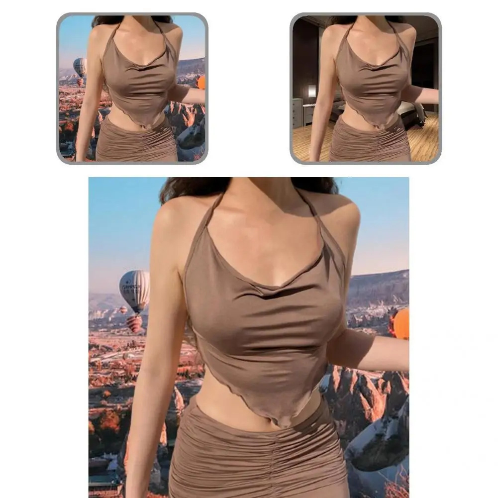 

Above Knee Length Comfy Bellyband Halter Top Bodycon Skirt for Women