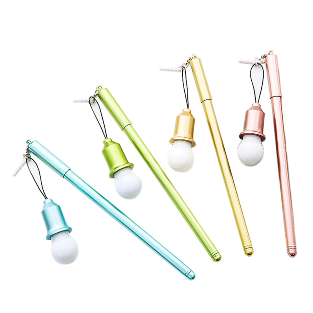 

1pc Creative Neutral Pen With Glowing Light Bulb Pendant Pen Official School Supplies Kid'S Gift Home Decor Ornament