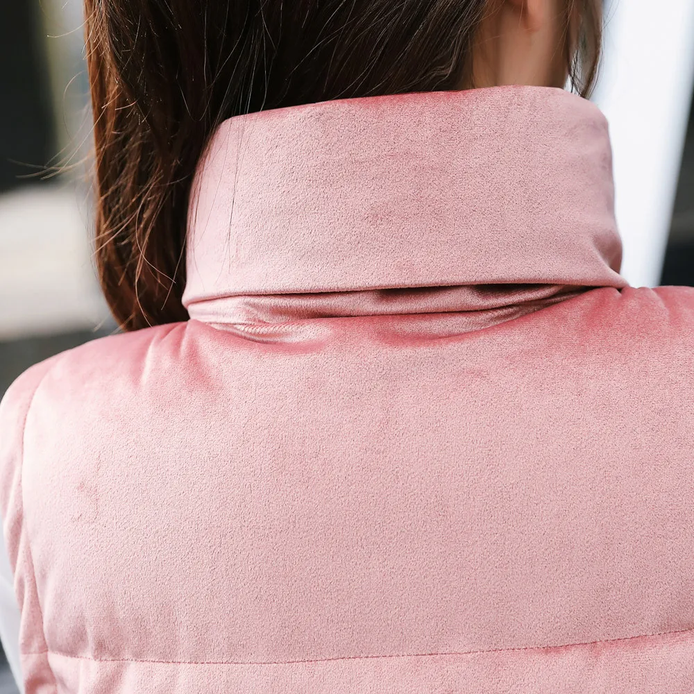 Женский однотонный пуховик из смешанной ткани облегающая куртка с карманами