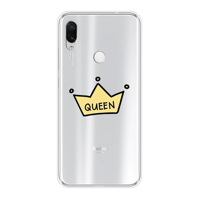 Силиконовый чехол для телефона Xiaomi Redmi Note 7 7S PRO мягкий накладка King And Queen Crown K20 Pro 7A GO