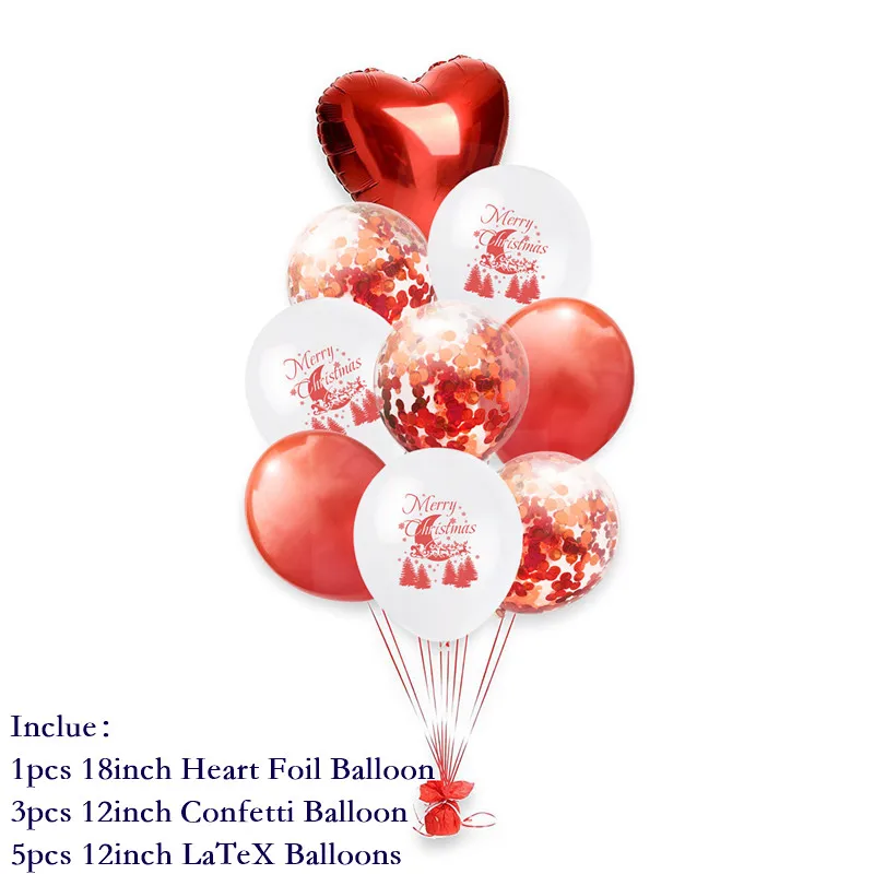 1set Happy New Year Red Green Confetti Balloons Merry Christmas Balloon Helium Balls Birthday Wedding Party Decorations Supplies
