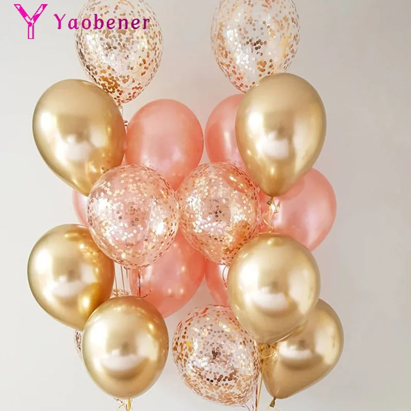 18 шт воздушные шары с конфетти цвета розовое золото украшение для первого дня