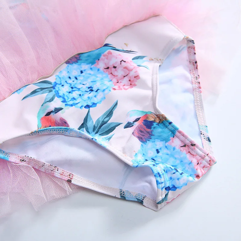 Цельный купальный костюм с цветочным рисунком для маленьких девочек детская