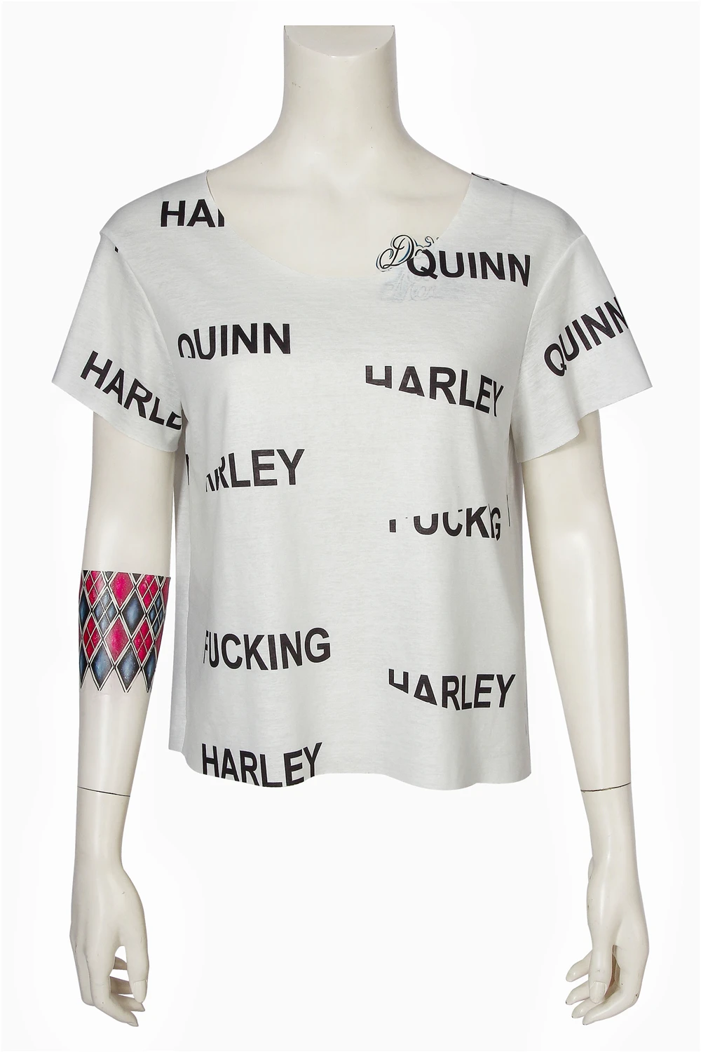 shirt only Костюм Харли Куинн, хищные птицы, отряд самоубийц, косплей, необычный костюм на Хэллоуин для взрослых женщин, сексуальная белая футболка, COSPLAYONSEN - Цвет: shirt only
