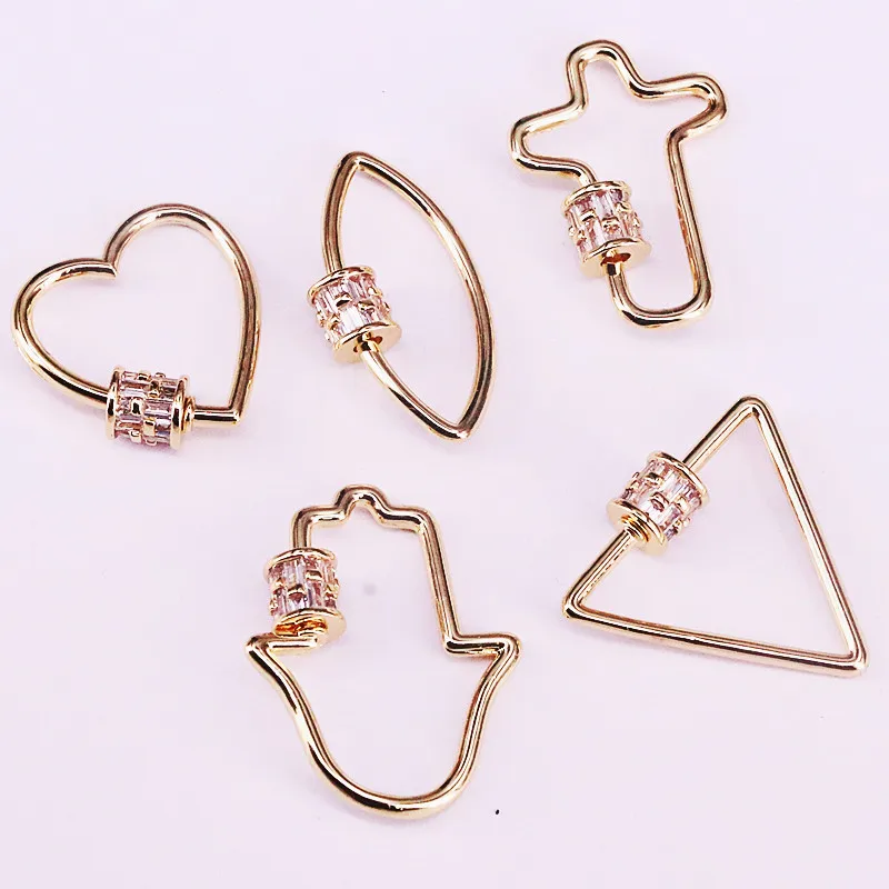 5 шт. CZ Micro Pave Сердце Бабочка крест Хамса рука геометрическая форма застежка