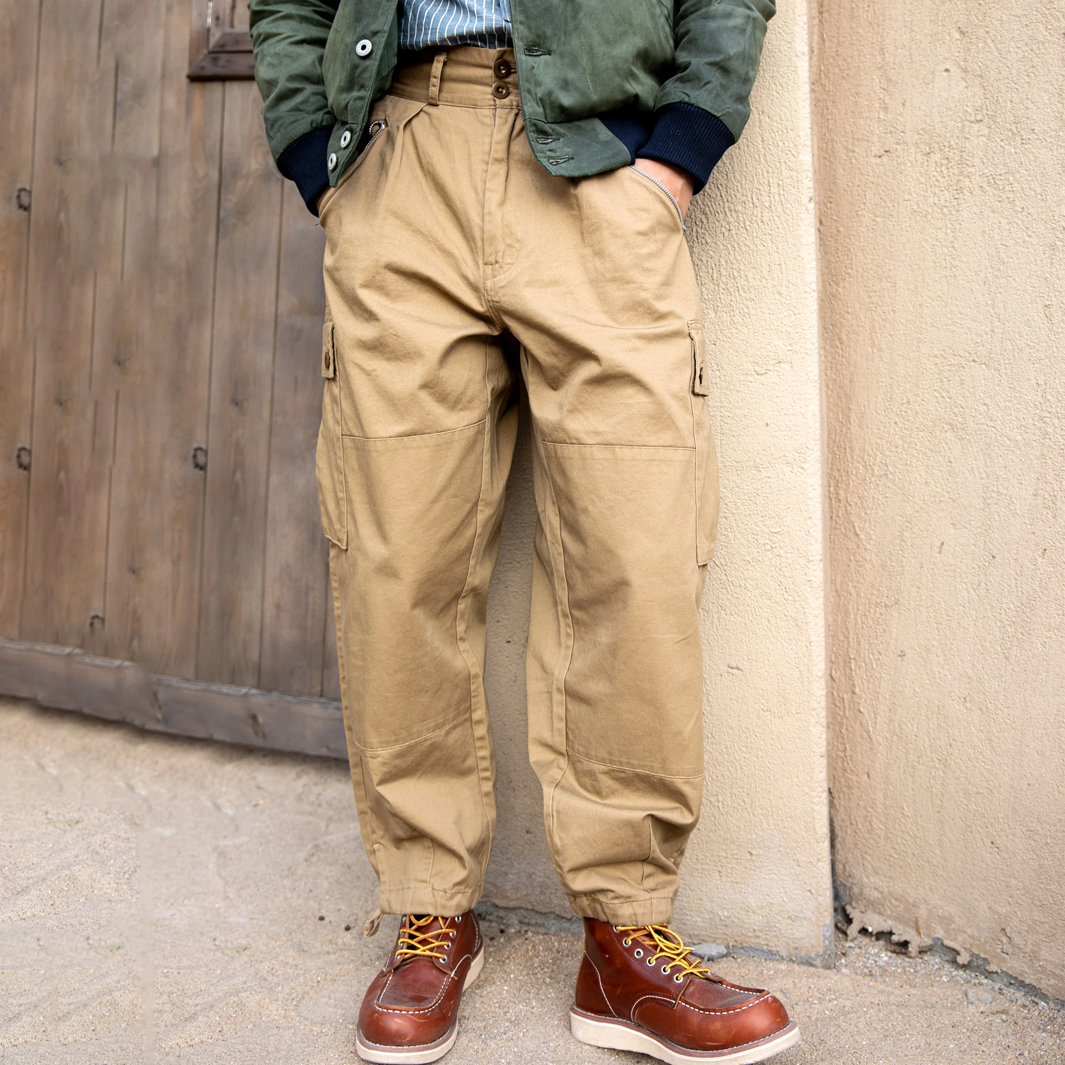 NC-0007 US Military Style Cargo Pants Mens 10oz Cotton Vintage Loose Casual Trousers