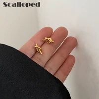 scalloped luxury creative small knotted stud earrings temperament twist design trendy ear accessories women statement jewelry