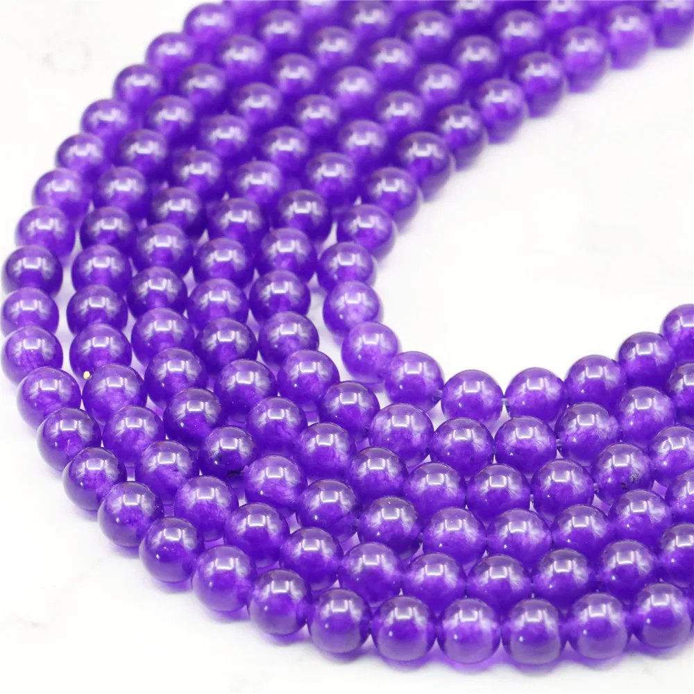 Натуральные круглые темно фиолетовые нефритовые бусины 6 мм камень халцедон