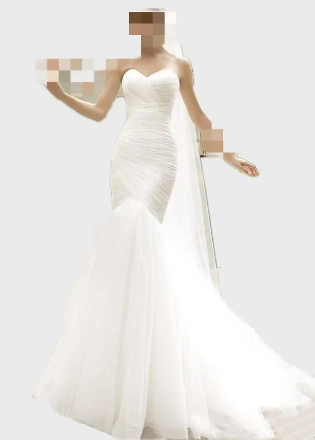 2020 Simple Pleats Tulle Mermaid Wedding Dresses Sweetheart Strapless Garden Chapel Bridal Gowns White Ivory Long Bride Dress | Свадьбы и