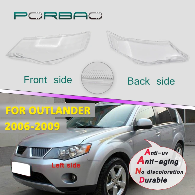 Car Accessries Headlight Transparent Lens Cover for OUTLANDER 2006-2009 Front Lampshade Headlamp Clear Shell Replacement DIY