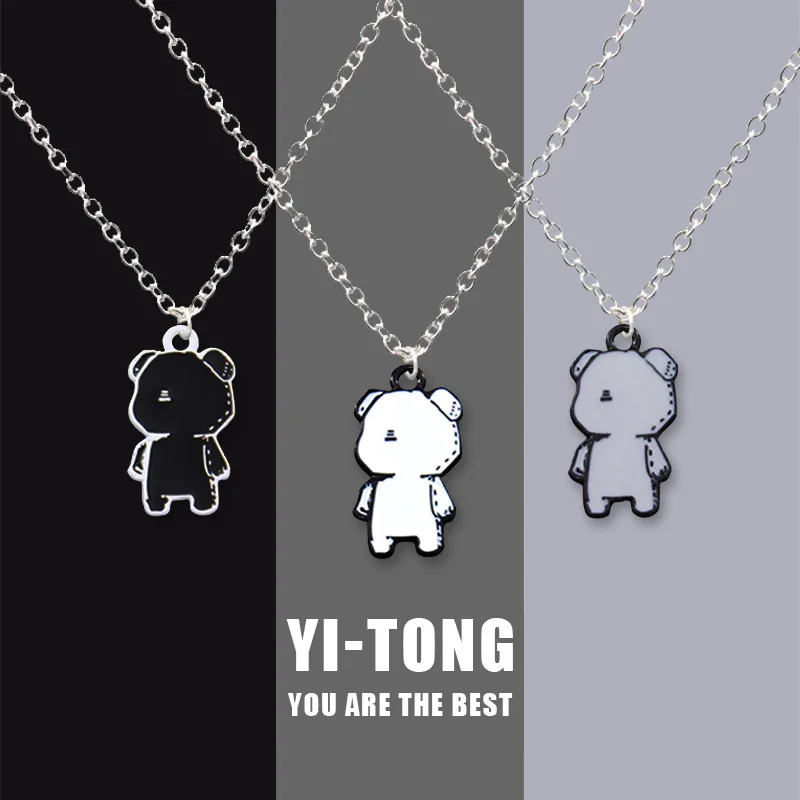 

New Women's Neck Chain Cartoon Bear Ghost Pendant Necklace Personality Hip Hop Couple Friends Gift Pendant
