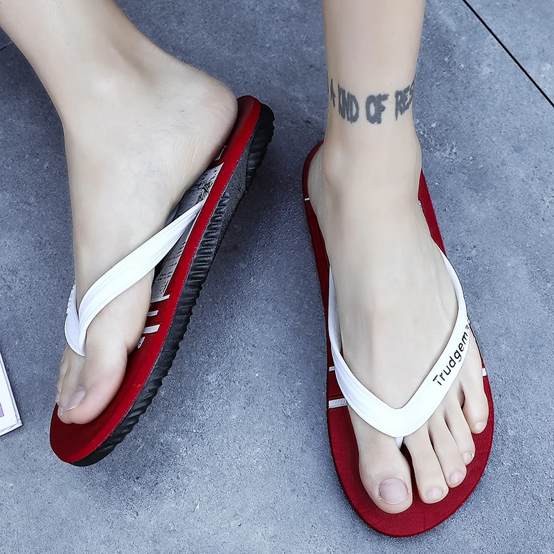 Шлепанцы мужсветильник резиновые легкие сандалии дышащие для пляжа красные лето