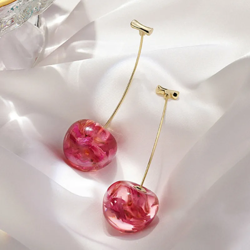

New Fashion Cherries Dangle Earrings for Women Elegant Girl Pendant Earring Jewelry Personality Gift