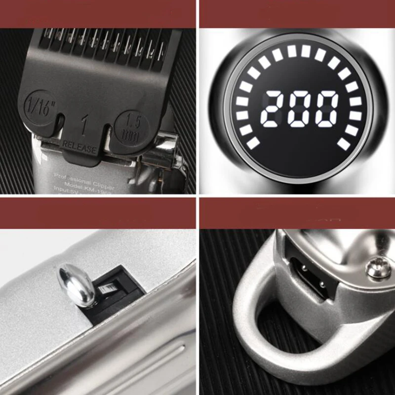 

Kemei Electric Hair Clipper for Men Professional Barber Adjustable Trimmer LCD Rechargeable USB Haircut Tools