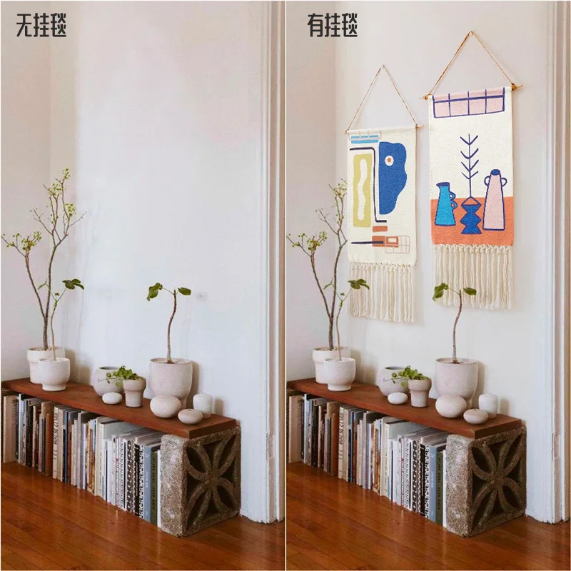 

2020 Hand-knitted tassel tapestry Wall bohemian style Retro Home Decor cotton Nordic art hanging cloth Hanging Handmade