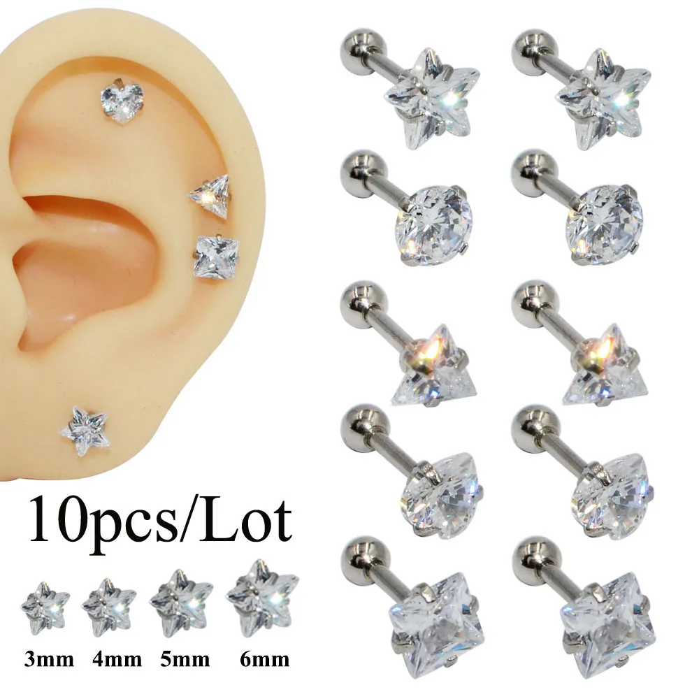 LOT50pcs CZ Gem Earring  for Helix Tragus Daith & Cartilage Piercings Orbital 