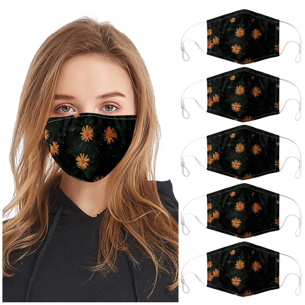 

5PCS Men and Women Adult Print Adjustable Reusable Safe Protection Mask Mouth-muffle face shield Masque maseczki ochronne