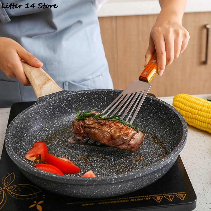 Лопаточка для рыбы с деревянной ручкой из нержавеющей стали кухонные