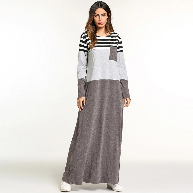 Женское мусульманское длинное платье в полоску на Ближнем Востоке Арабский