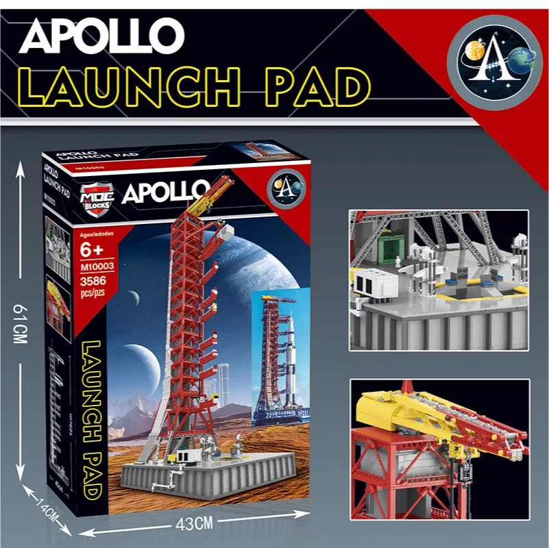 

M 10003 J 79002 DHL IN Stock 3586 PCS Space Series Apollo Saturn V Launch Umbilical Tower Building Blocks Bricks Gift