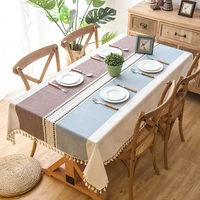 tassel coffee table decoration tablecloth cotton linen cloth art dustproof table cloth home kitchen western table decoration