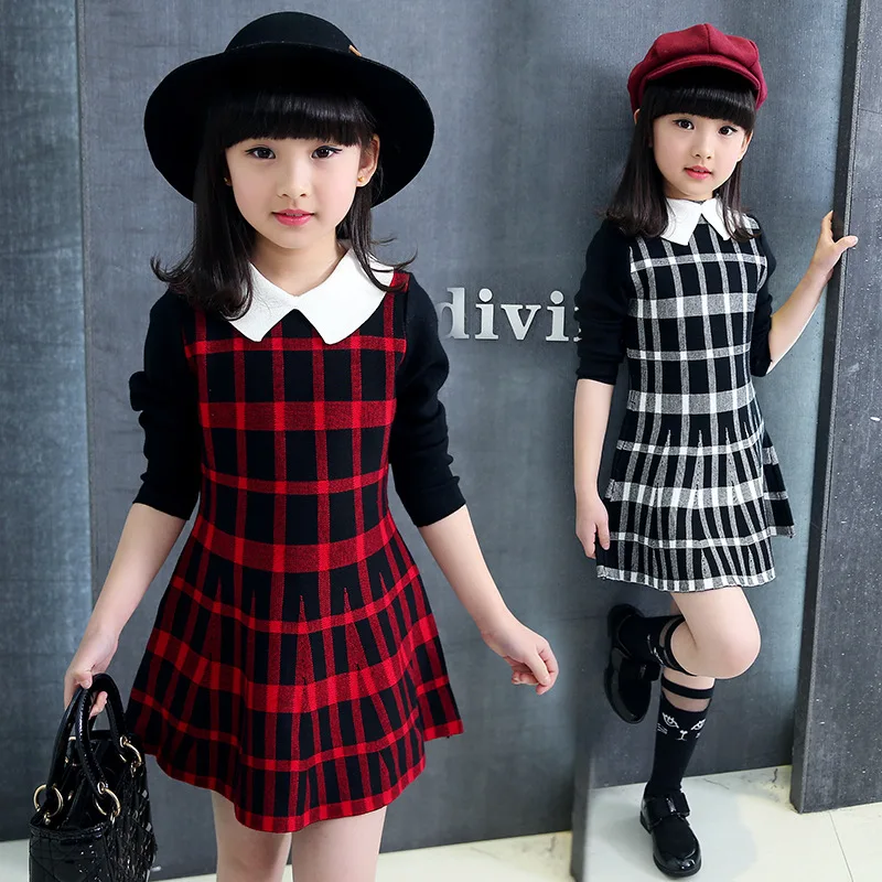 Baby Girls Dress Long Sleeve Kids Winter Dresses for Costume Princess Christmas Plaid Children Clothes |