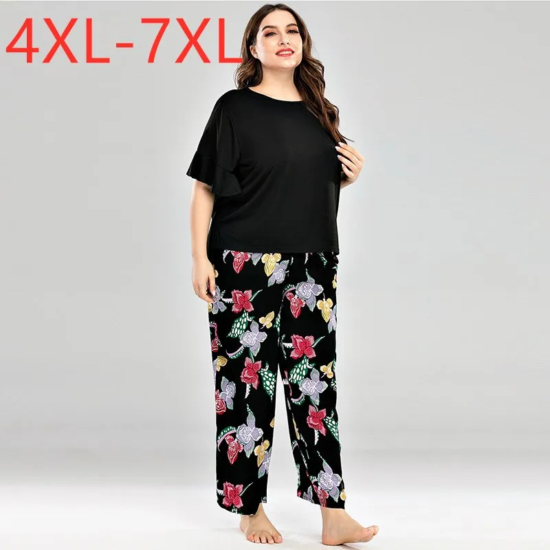 Женская осенне зимняя свободная пижама с принтом размеры 4XL 5XL 6XL 7XL|Спортивные