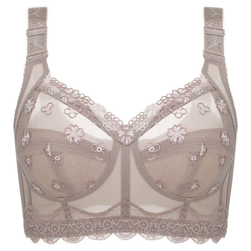 

Women's Full Coverage Wire Free Non-Foam Lace Bra 34 36 38 40 42 B C D E F