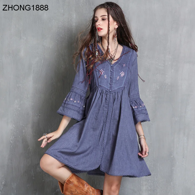 

Платье 2020 Новая летняя одежда Детские Длинные свободные-ed платье для того, чтобы восстановить древние способы, перекресная строчка, гофриро...