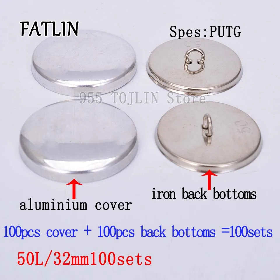 50L 32mm 100sets 100 наборов 24L-60L железная Задняя нижняя часть ПУ ткань Покрытые Кнопки Скрапбукинг покрытые круглые комбинированные кнопки для DIY дивана аксессуары - Цвет: 50L 32mm 100sets