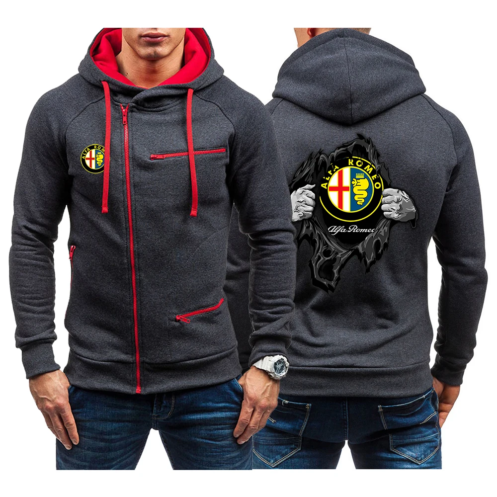 

New Alfa Romeo Hoodie Men 2020 Spring Casual Solid Long Sleeve Mens Hoodies Sweatshirts Zipper Sweatshirt Men Hooded Streetwear