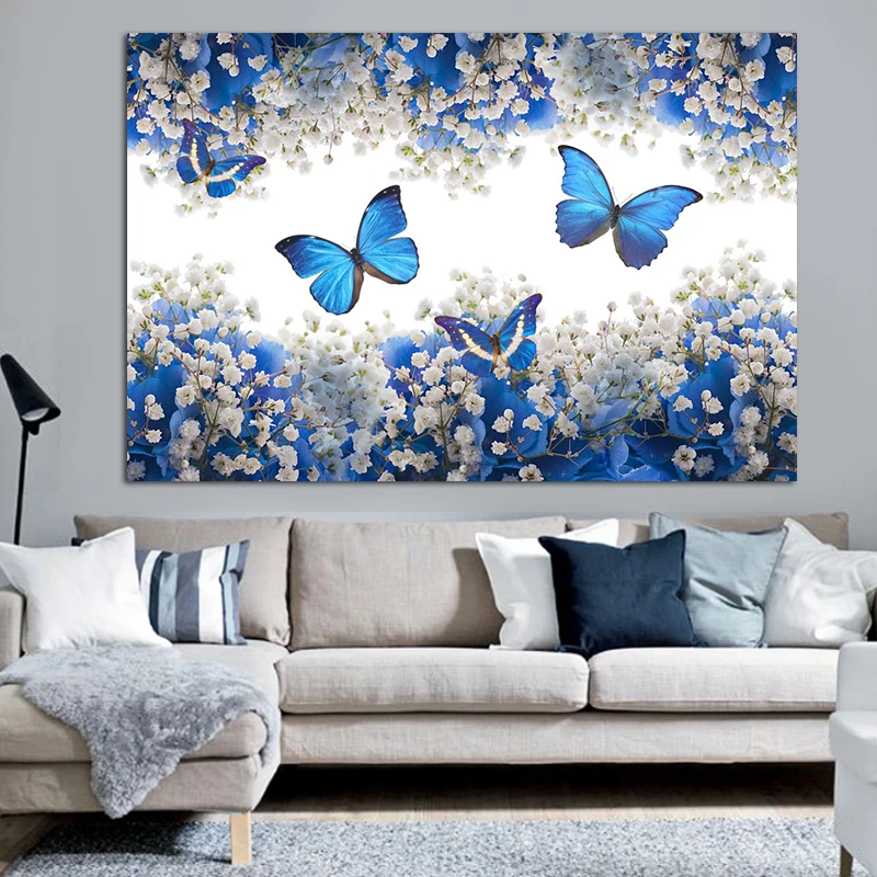 Картина на холсте Художественная печать Цветы бабочки картины стене