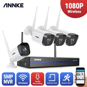 Камера видеонаблюдения ANNKE, беспроводная, 8 каналов, 1080 пикселей, FHD, Wi-Fi, NVR, 4 шт.