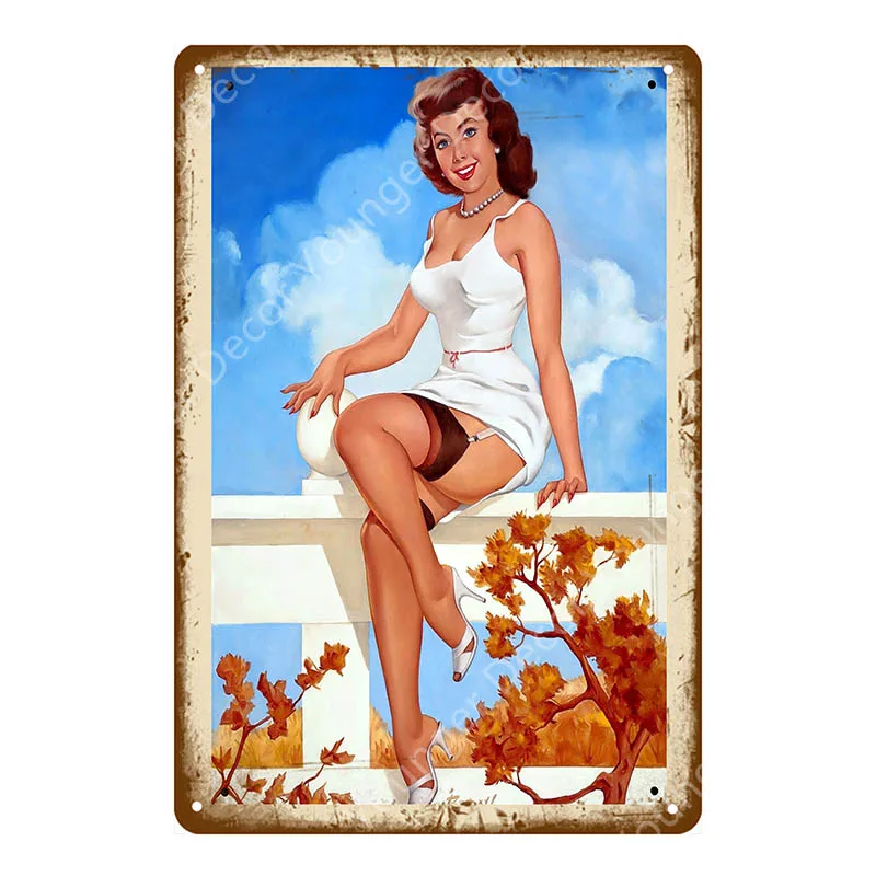YD3175EI Винтаж ретро сексуальная леди Pin Up девушка живопись оловянные знаки металлический плакат стикер стены бар кофе дом клуб домашний декор YI-076 - Цвет: YD3175EI