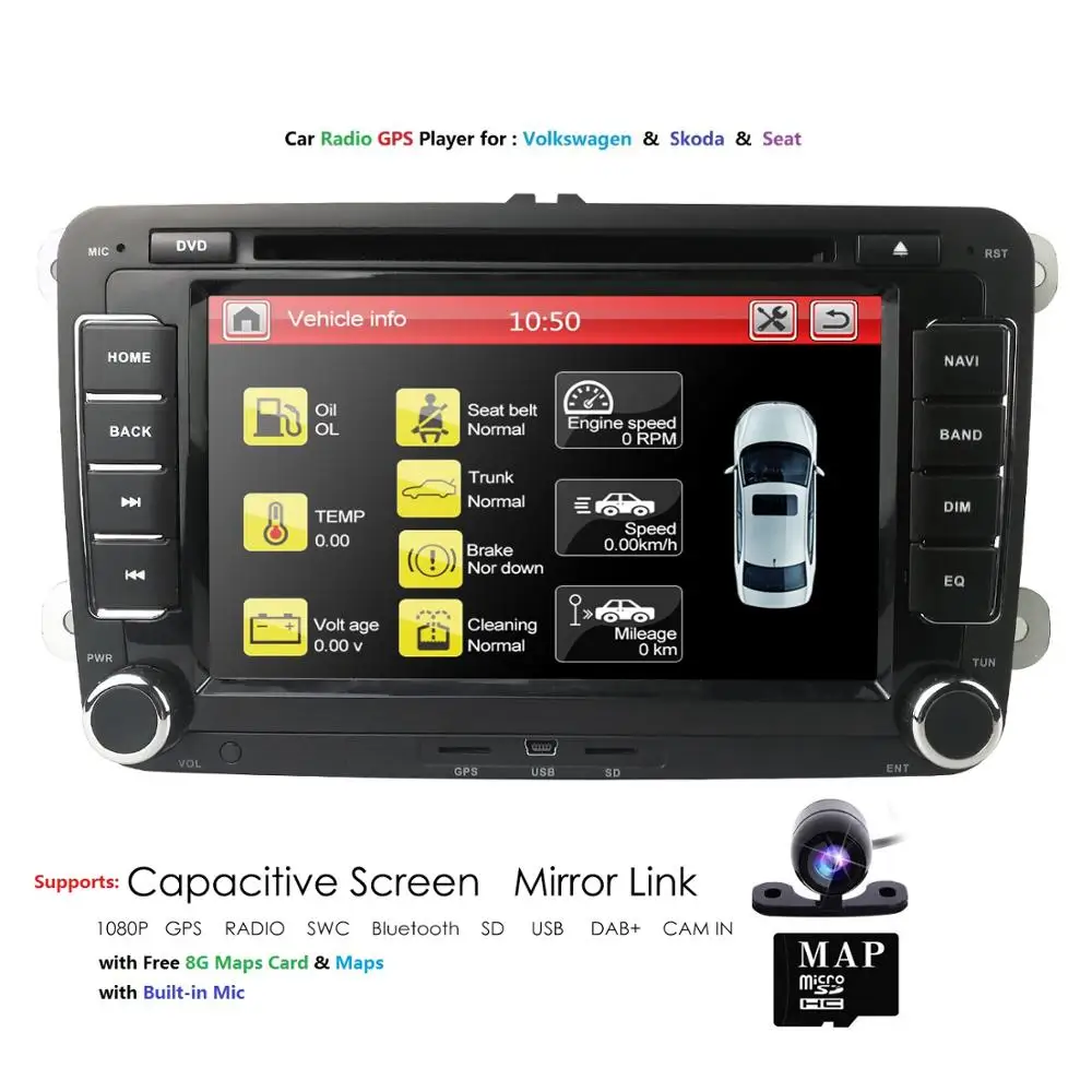 Автомагнитола 2 din с DVD GPS-навигацией стереопроигрывателем для Volkswagen VW Golf VI Touran