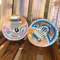 7 keys kalimba natural coconut shell hand painted ethnic style creative colorful stage performance beginner musical instruments