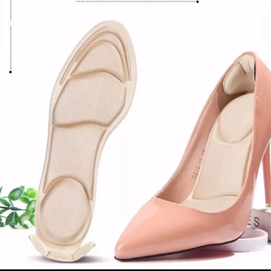 1 Pair Insole women shoe heel pads non slip pad Inserts soft sponge breathable massage woman heel protector insoles for shoes - Цвет: beige