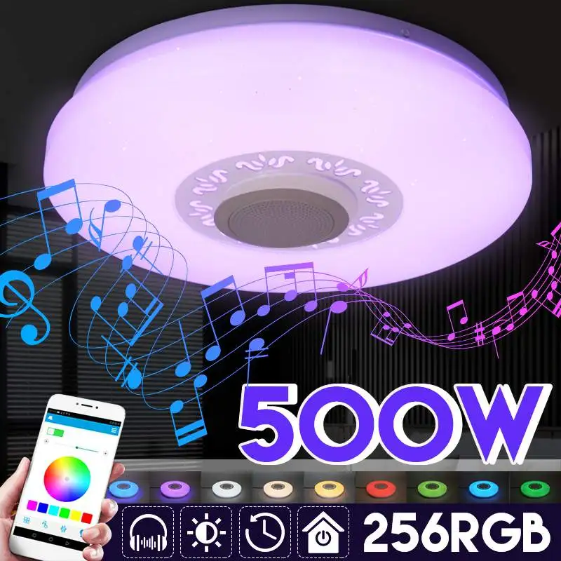 500W Modern Music Ceiling Light bluetooth Speaker Flush Down Lamp Remote Control  Acrylic Colorful Lighting Ceiling Light