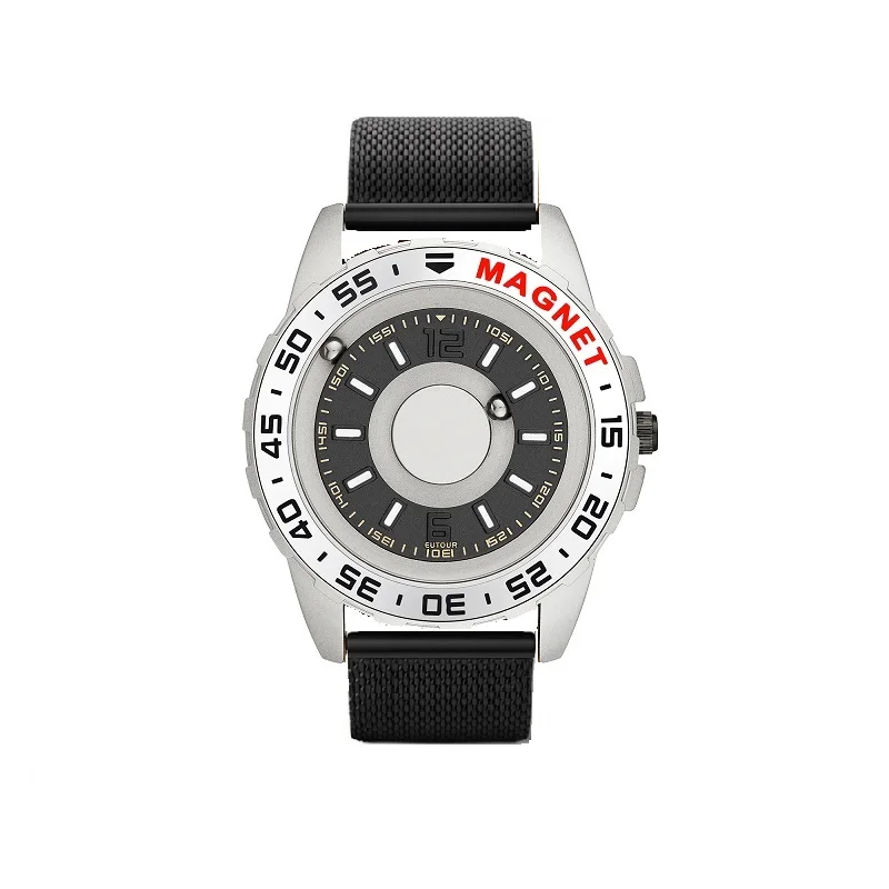 Silver Black Steel EUTOUR часы для женщин и мужчин, кварцевые часы с магнитным шариком, парные часы со стальным холщовым кожаным ремешком, унисекс, инновационные наручные часы - Цвет: Silver Black Steel