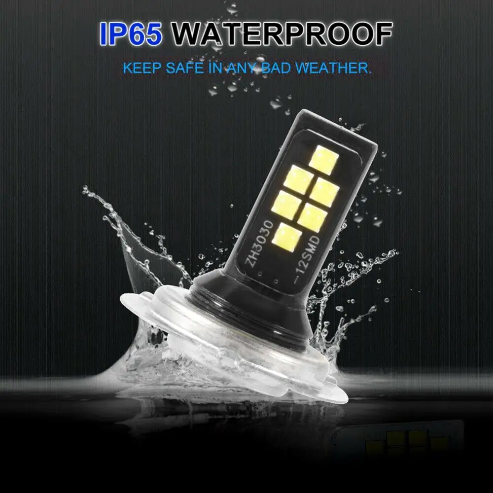 

2PCS LED Bulb H7 Car Fog Light 12SMD 3030 12W 6000K 1200LM Auto Lamp H7 Fog Bulb