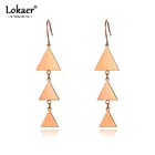 Геометрические треугольные серьги Lokaer в богемном стиле из титановой нержавеющей стали, креативные Висячие серьги, ювелирные изделия для женщин и девочек E19299