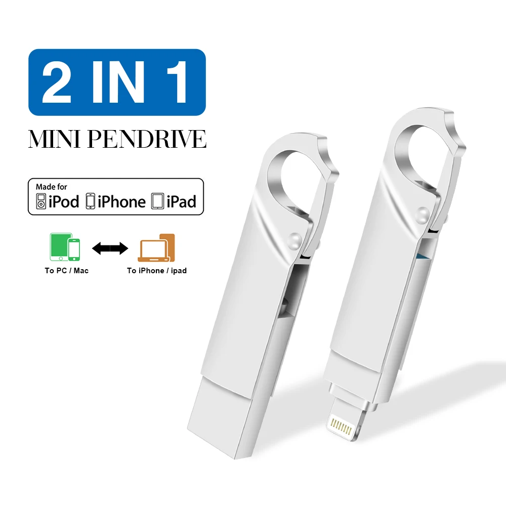 Лидер продаж металлический USB флеш накопитель 2ln1 64 ГБ 32 16 8 3 0 OTG iFlash HD накопители
