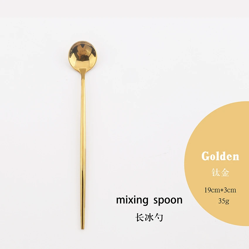 High Quality Gold Cutlery Set Stainless Steel Portable Dinnerware Set Mirror Polishing Food Steak Fork Spoon Knife Chopstick 1pc - Цвет: 18