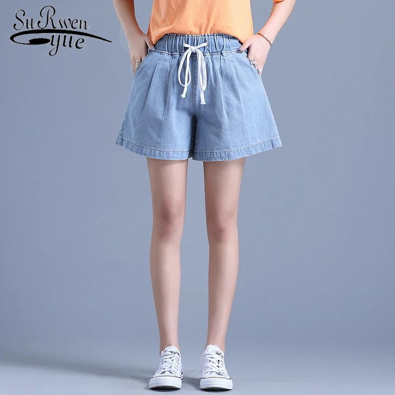 

Fashion Elastic Waist Denim Shorts Women's Summer 2020 New Loose Korean Students All-match Wide Leg Shorts 9006 50