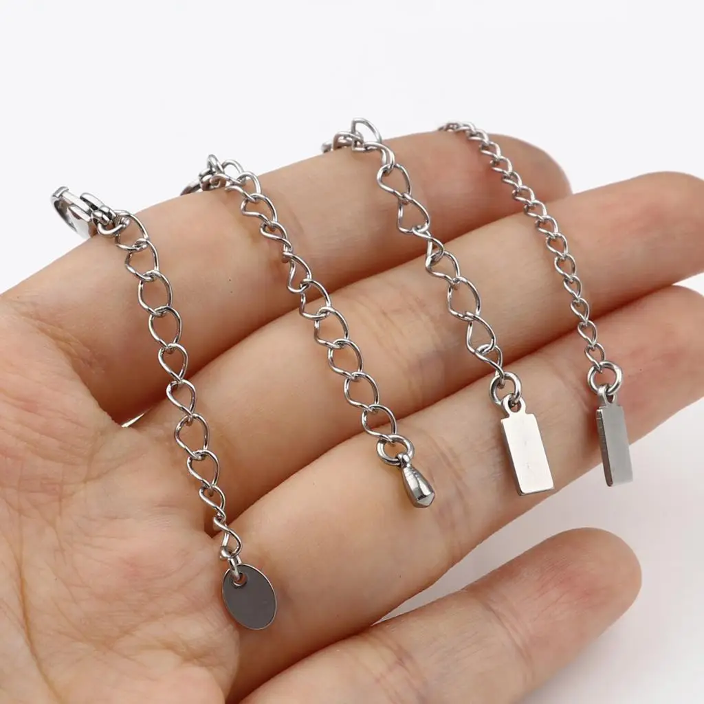 

5 PCs 6cm Stainless Steel Extender Chain Silver Tone Lobster Clasp High Quanlity Chain For Jewelry Making Necklace Bracelet DIY