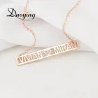 Массивные персонализированные ожерелья с подвесками с названиями пар, на заказ, римские цифры, дата, греческие буквы, полый стержень, ожерелье, ручная работа, ювелирные изделия