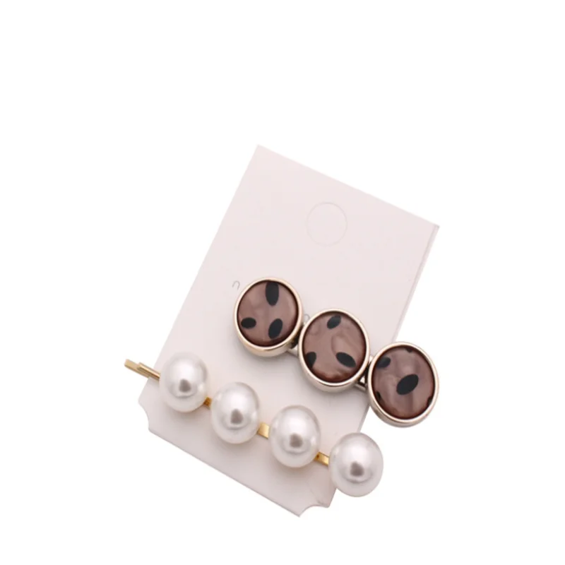 Заколка для волос с леопардовым принтом и жемчугом шикарная комбинированная