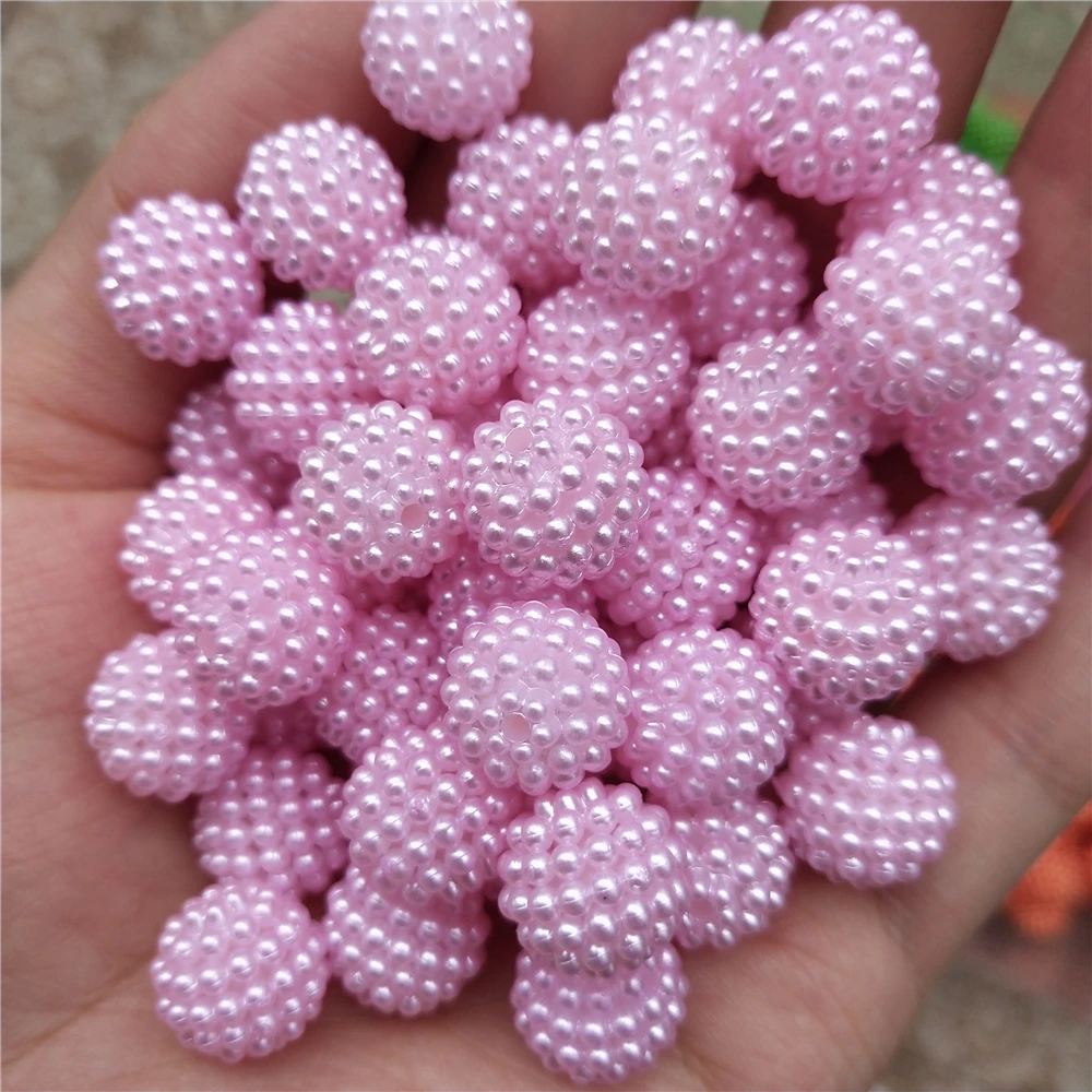 

12mm 30pcs Colorful White Bayberry Beads Straight Hole Imitation Pearl Round Loose Spacer Beads for Jewelry Making DIY Handmade