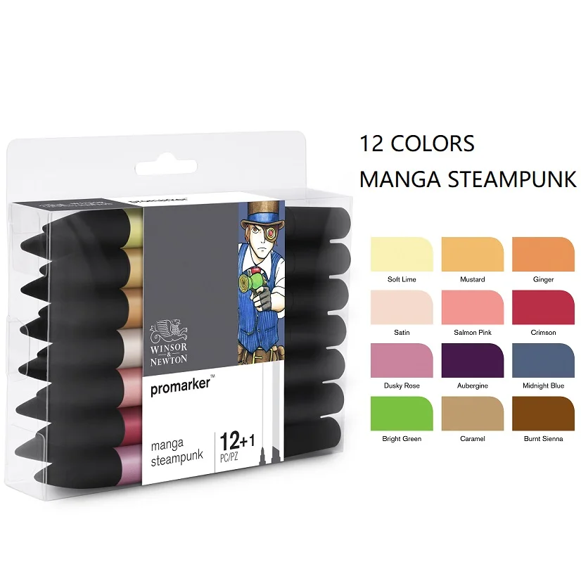 12 Colors STEAMPUNK WINSOR& NEWTON 6/12 видов цветов Двойные наконечники(1 мм/6 мм) Профессиональный маркер для белой доски рисунок товары для рукоделия - Цвет: 12 Colors STEAMPUNK